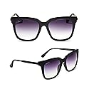 DIFF Hailey Lightweight Square Sunglasses for Women UV400, Matte Black + Sharp Grey Gradient
