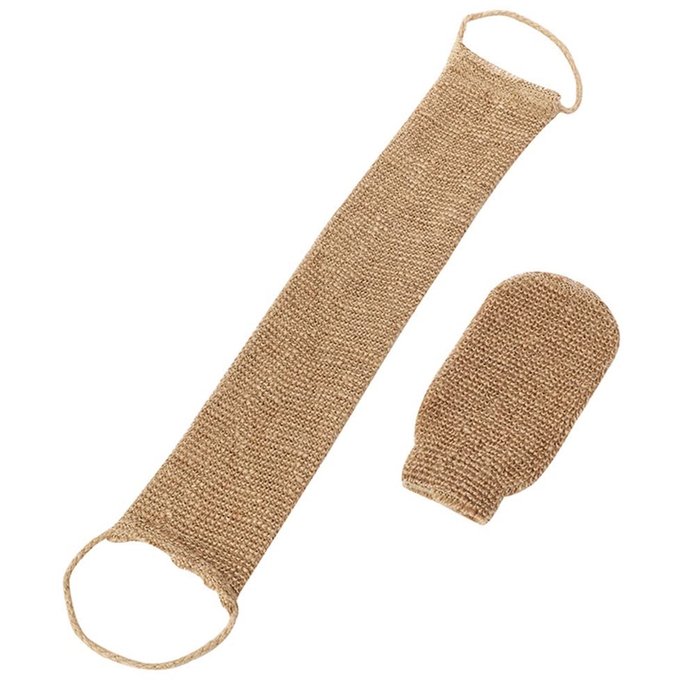 Back Scrubber for Shower for Men and Women - Set of 2 Hemp Exfoliating Body Scrubbers - Long Back Washer Sleeve & Bath Scrub Mitten for Deep Cleaning Beauty and Personal Care MIXCUT