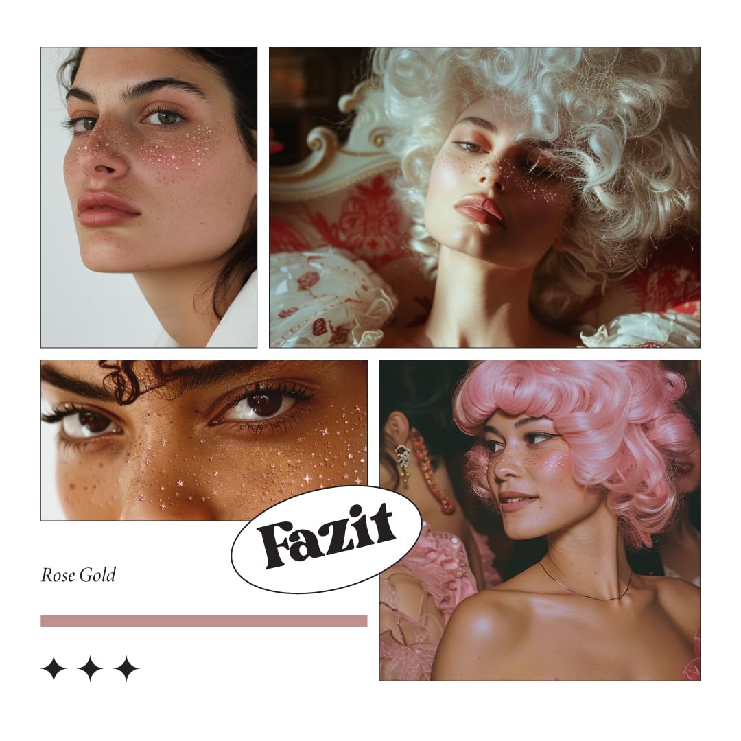 Fazit Rose Gold Speckles - Glitter Freckle Makeup Patches - Shimmering Faux Freckles & Body Glitter - Waterproof, Long-Lasting Instant Glamour