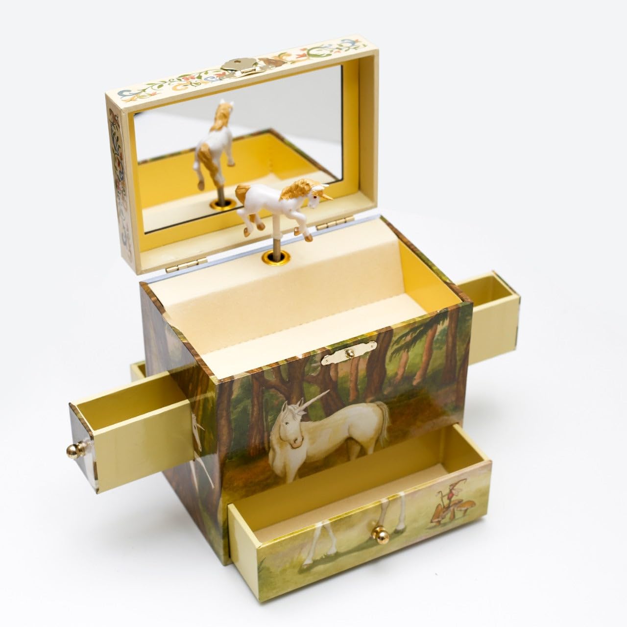 Magic Kid's Unicorn Musical Jewelry Box - 2-in-1 Organizer with Drawers, Velvet Lining and Spinning Unicorn