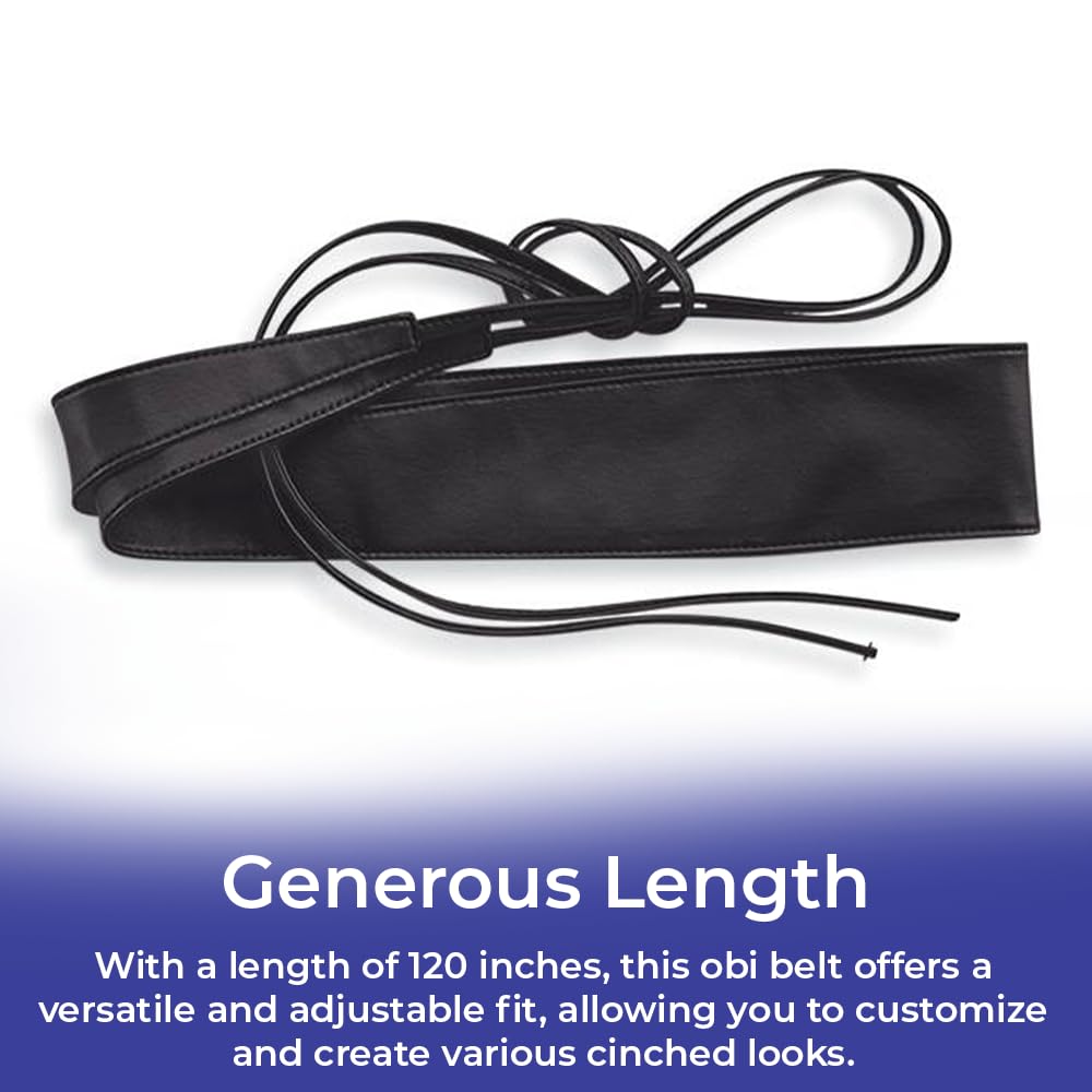 Wrap-tie Belt for Women, Soft Faux Leather Obi Belt, Cinch For Dress, Wrap Around Wide Waistband