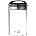 Prepara Evak Fresh Saver Airless Canister, Glass & Stainless, Medium, Soft Touch Black Handle