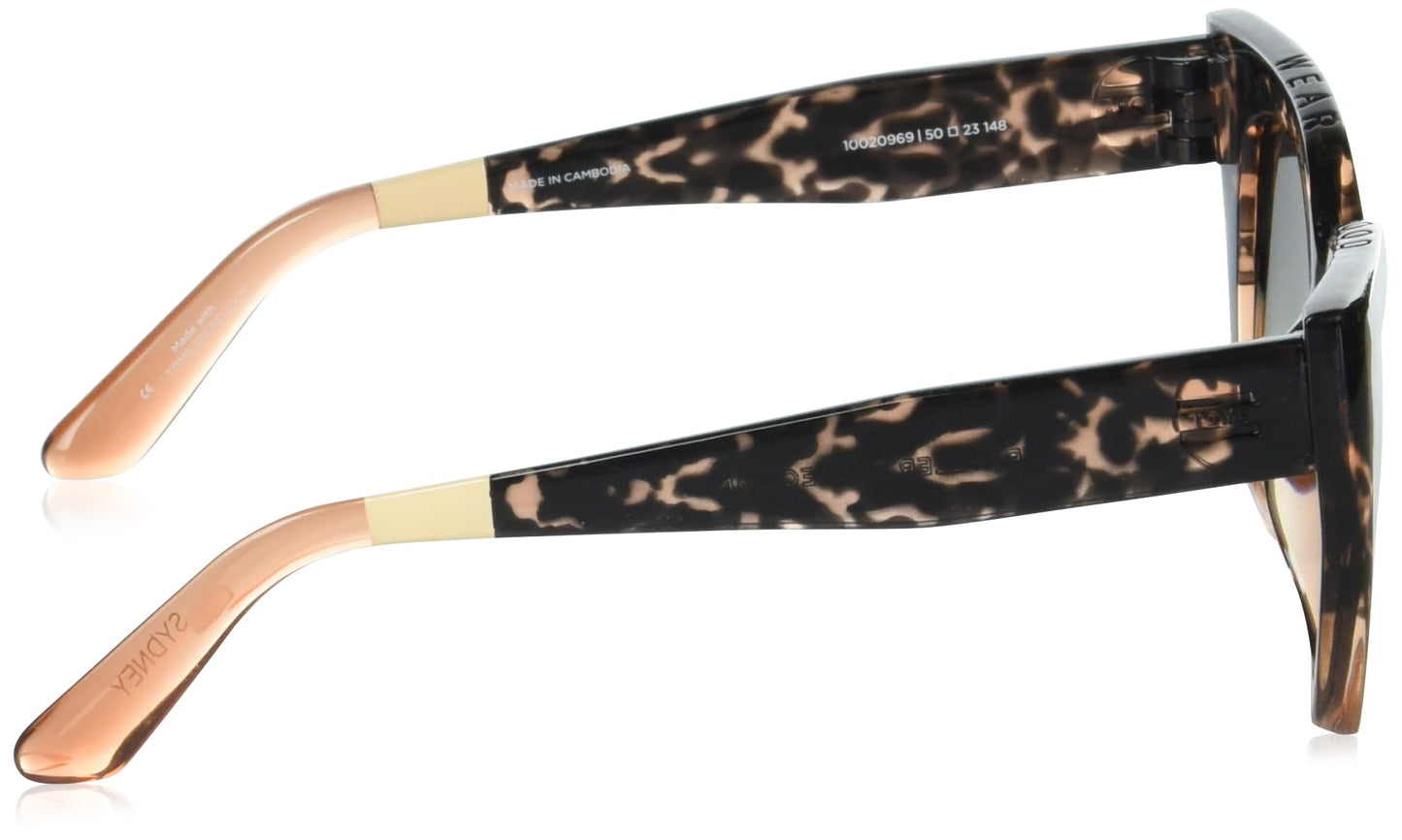 TOMS Women's Sydney Cat Eye Sunglasses, Blonde Tort Apricot Crystal Fade, 50-23-148