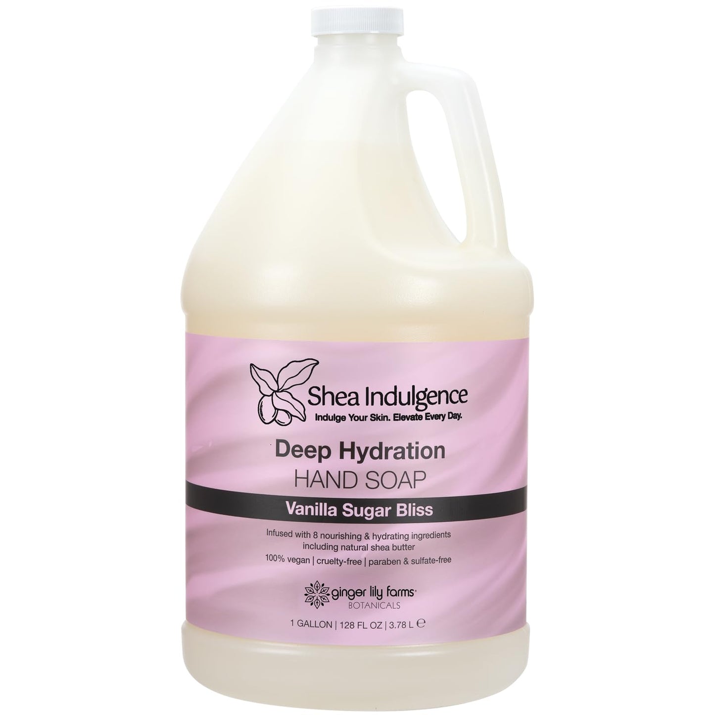 Ginger Lily Farms Botanicals Shea Indulgence Deep Hydration Liquid Hand Soap Refill, 100% Vegan & Cruelty-Free, Vanilla Sugar Bliss Scent, 1 Gallon