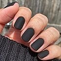 GLAMERMAID Extra Short Press on Nails 24PCS, Black Velvet Fall Gel Glue on Nails, Glossy Round Reusable UV Finish Fake Nails Acrylic False Nails