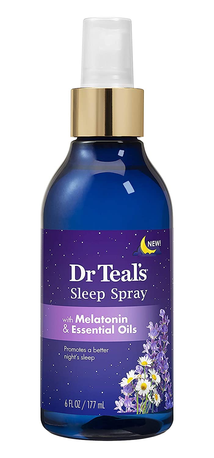 Dr Teals Melatonin Sleep Bath Gift Set (Foaming Bath (34 oz), Body Lotion (8 oz), & Sleep Spray (6oz) - Stress Relief Lavender & Melatonin Promotes