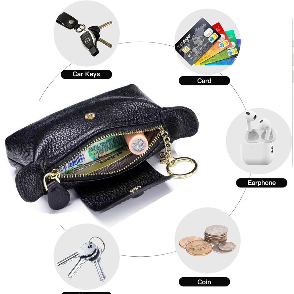 YANVIPERISK Women's Coin Purse with KeyChain, Mini Bag with Zipper - Wristlet Wallets for Men & Women