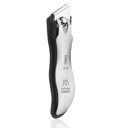 GERmanikure Economy Nail Clipper in Leather Case, Ethically Made in Solingen Germany, Angled Edge for Fingernails & Ingrown Toenails Black Large