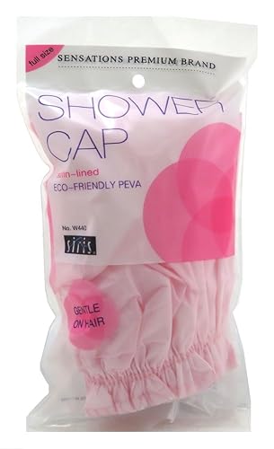 Siris Shower Cap Full Size Satin Lined Vinyl Assorted Clr (Pack of 6)