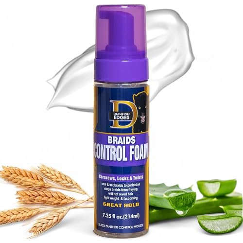 Diamond Edges Black Panther Braids Control Foam for braids Mousse 7.25 fl.oz. Great Hold
