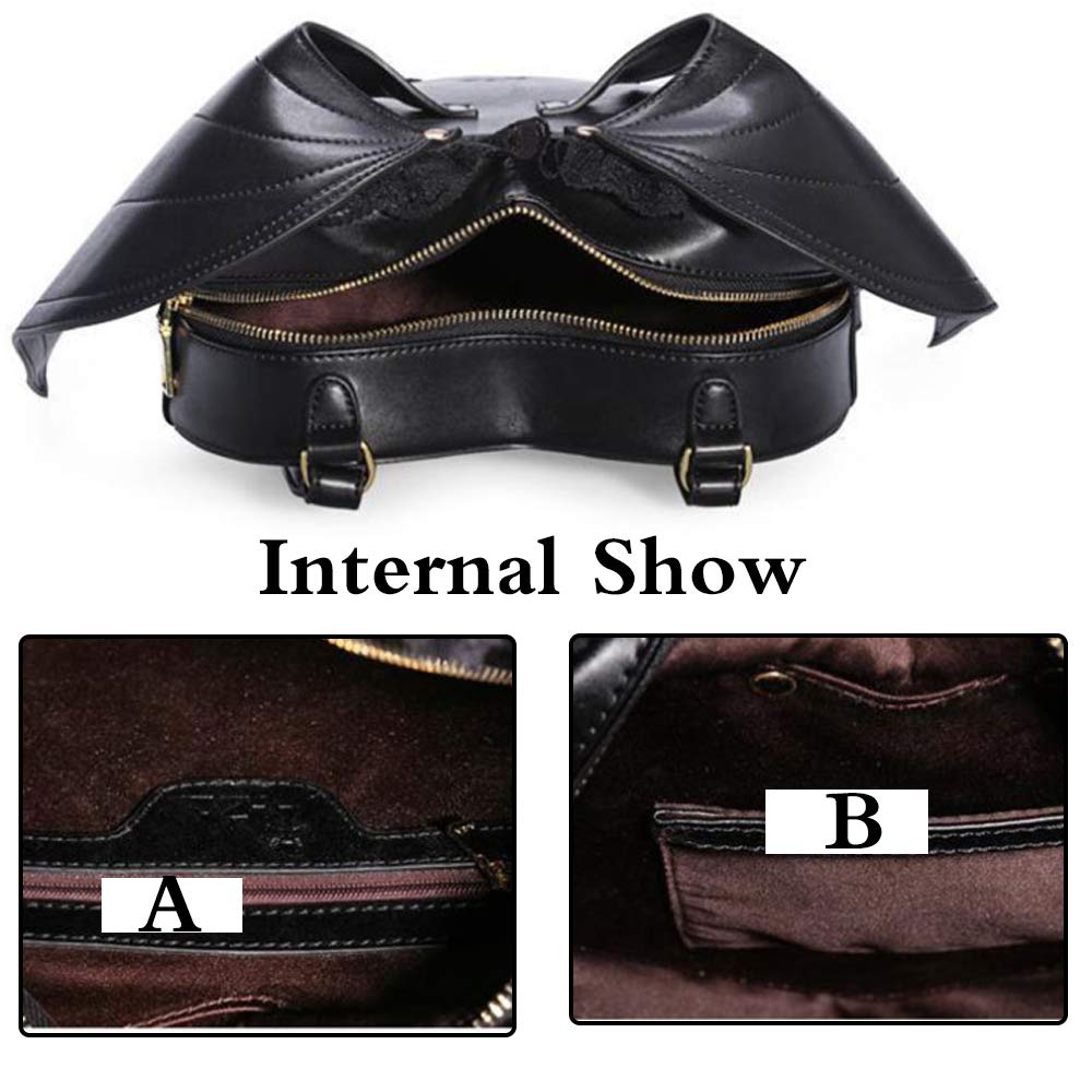 RainboSee Women Punk Backpack Novelty Bat Wing Daypack Purse Gothic Lace Shoulder Bag Black