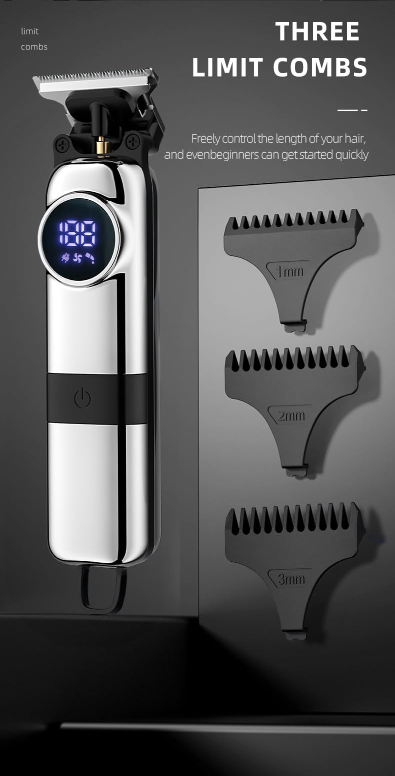 Professional Hair Clippers for Men Cordless Trimmers Kit with LED Display,3 Limit Combs, Electric Beard Trimmer for Kid, Rechargeable Haircut Grooming Beauty and Personal Care QDKVTNDJZ