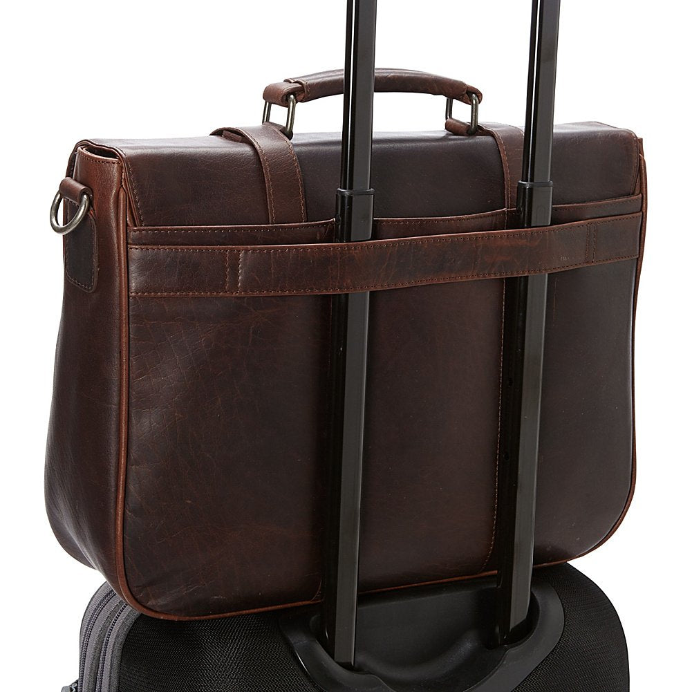 Mancini Leather Goods Single Compartment 15" Laptop Briefcase with RFID Secure