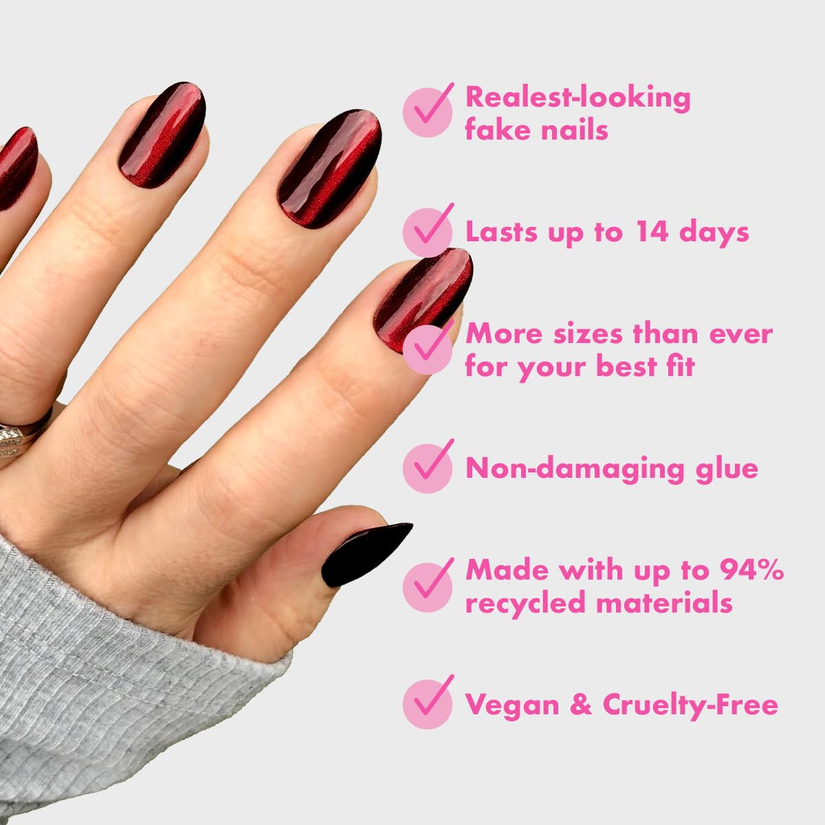 Olive & June Instant Mani Press-On Nails (Glue) | 42 Fake Nails, 21 Sizes | Non-Toxic, Long-Lasting Recycled Materials Realistic Look | Salon-Quality Beauty & Personal Care Olive & June