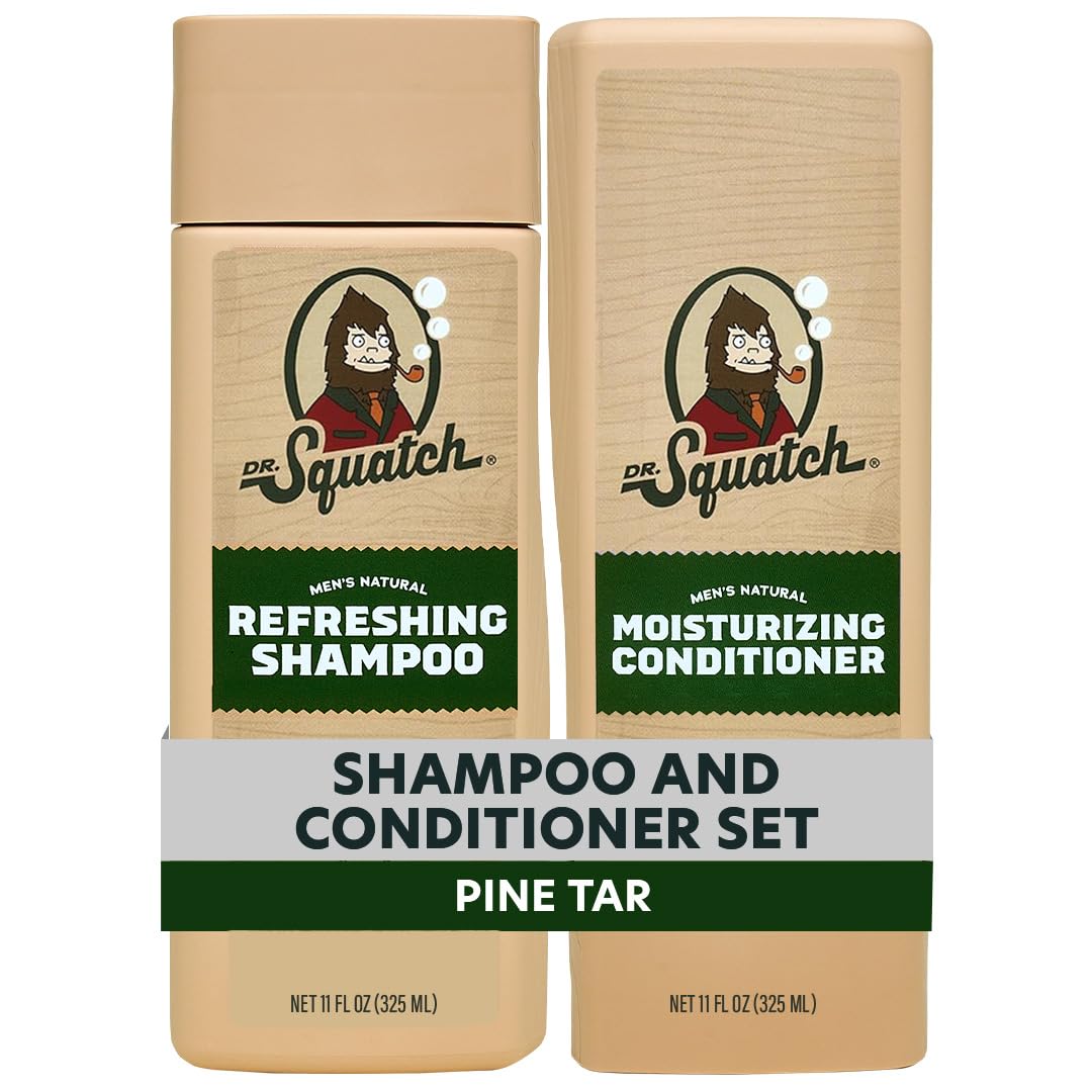 Dr. Squatch Men's Natural Shampoo and Conditioner Set - Sulfate & Paraben Free Natural Shampoo and Conditioner for Men - Scalp Nourishing Formula
