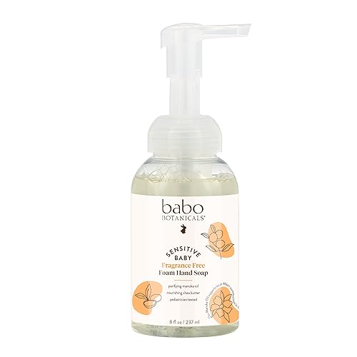 Babo Botanicals Sensitive Baby Fragrance-Free Foaming Hand Soap - Self-foaming - Manuka Oil, Shea Butter & Aloe Vera - For Babies, Kids and Adults