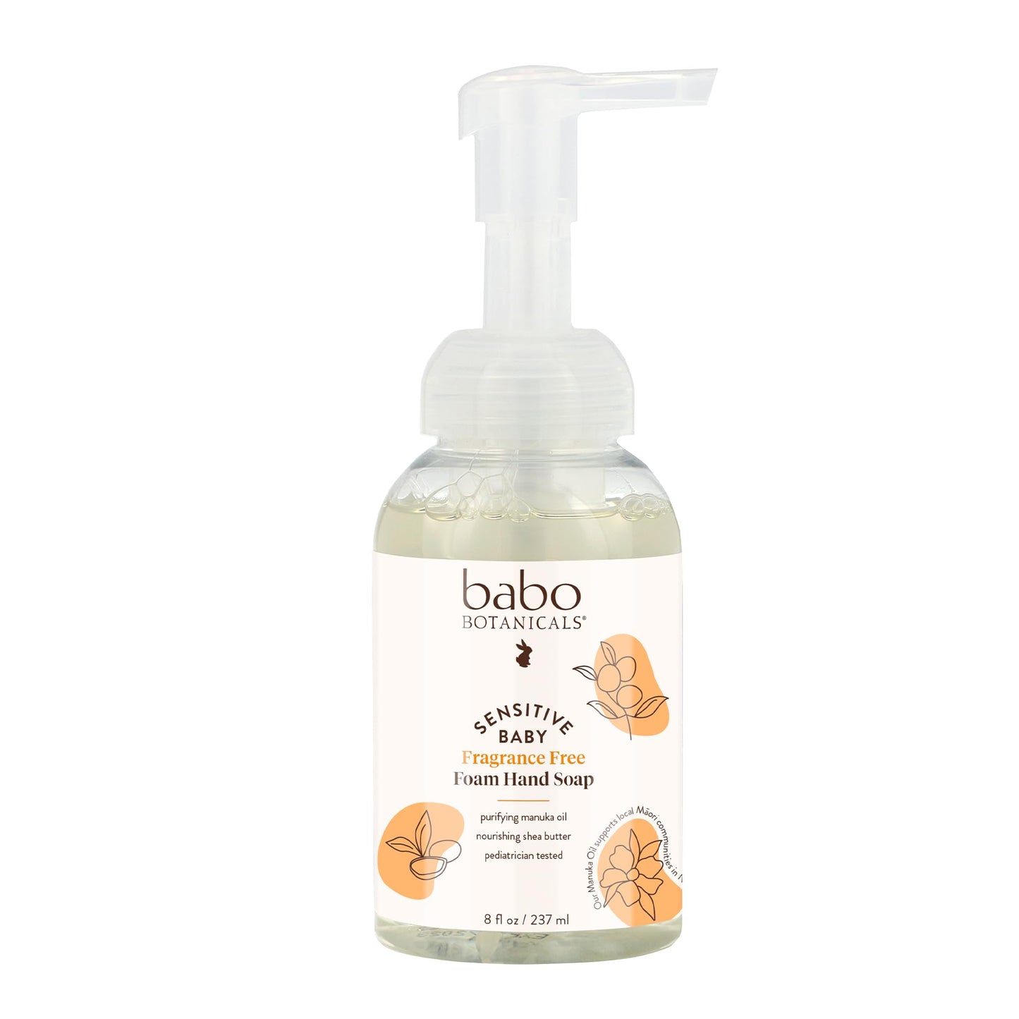 Babo Botanicals Sensitive Baby Fragrance-Free Foaming Hand Soap - Self-foaming - Manuka Oil, Shea Butter & Aloe Vera - For Babies, Kids and Adults