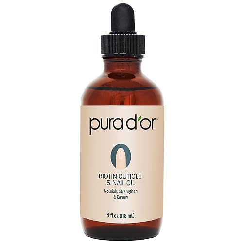 PURA D'OR 4 Oz Nail and Cuticle Oil - Nourishing Treatment with Dropper - Natural Blend Enriched with Biotin, Vitamin E, Milk for Nail Growth, Healthy