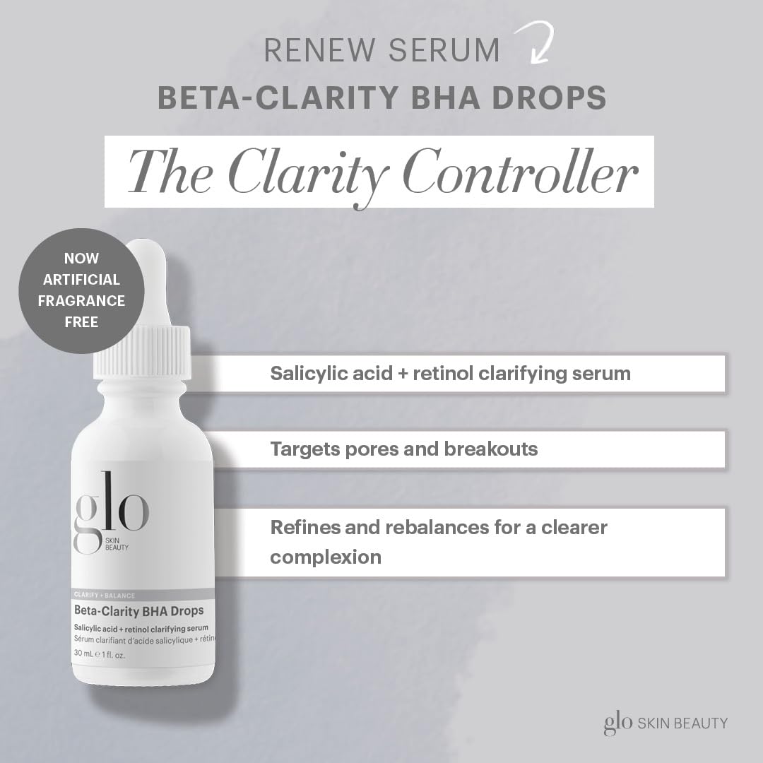 Glo Skin Beauty Beta-Clarity BHA Drops - Salicylic Acid + Retinol Clarifying Serum, Helps Refine & Rebalance for a Clearer, Brighter Complexion (1 Fl