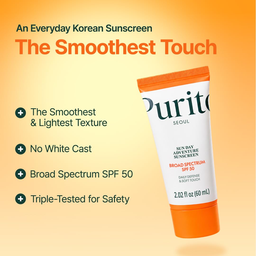 PURITO Korean Sunscreen SPF 50 | Lightest Texture, No White Cast, Broad Spectrum UVA/UVB | Oil-Free, Vegan, For All Skin Types | Daily Lightweight Sun Beauty and Personal Care PURITO