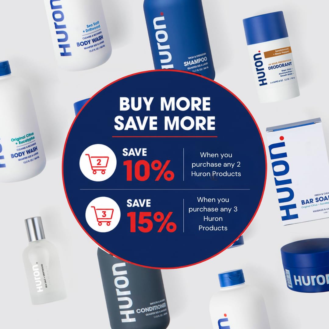Huron Deodorant for Men and Women, 48-Hour Odor Protection, Aluminum-Free Deodorant with Sea Salt + Driftwood Scent, Moisturizing, Phthalate-Free Beauty and Personal Care Huron