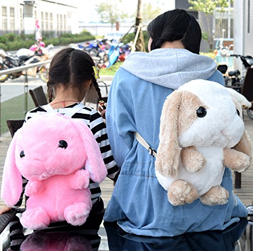 TOLLION Plush Stuffed Animal Backpack Bunny Backpack with Adjustable Gift for Women Girl (Brown+White)