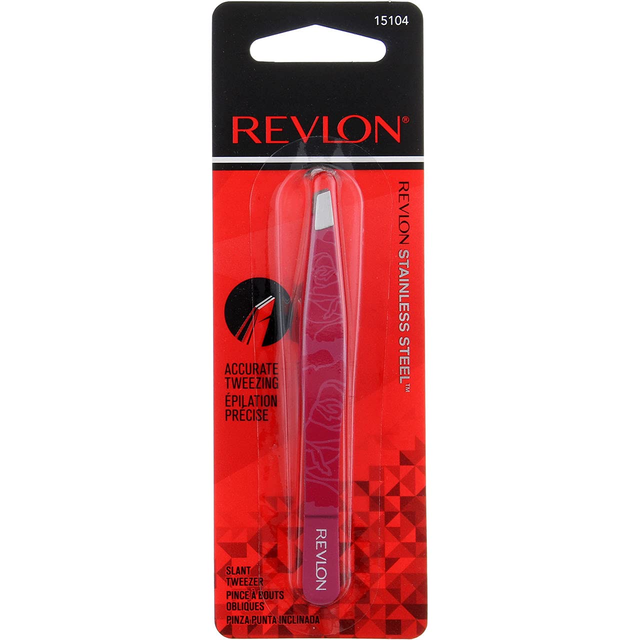 Revlon Eyebrow Hair Removal Tweezer, Designer Collection, High Precision Tweezers for Men, Women & Kids, Stainless Steel (Style/Color May Vary) (Pack