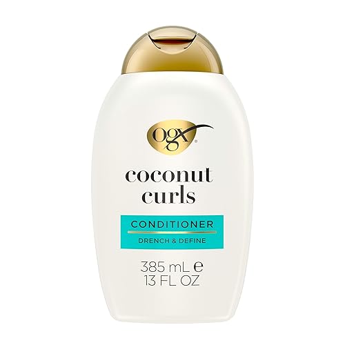OGX Quenching + Coconut Curls Curl-Defining Conditioner, Nourishing Curly Hair Conditioner with Coconut /Citrus Oil & Honey, Paraben-Free