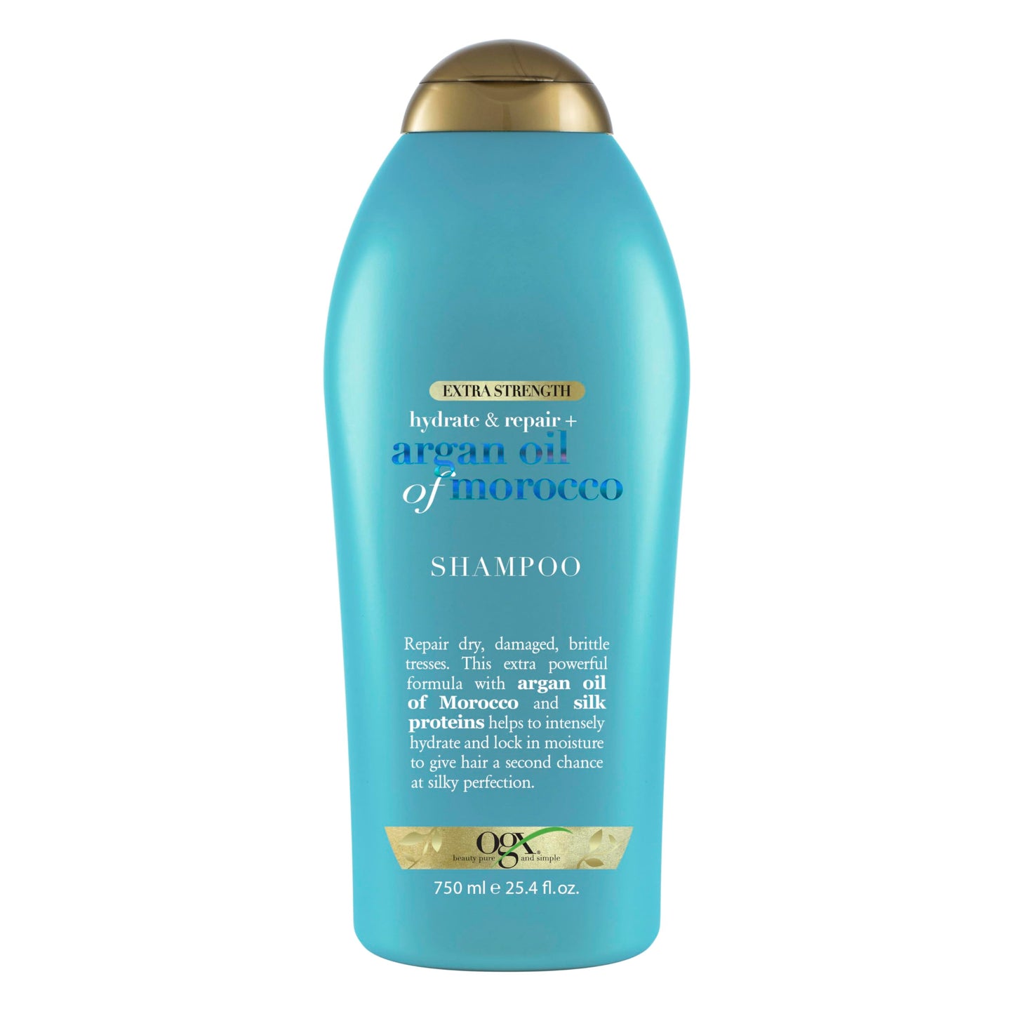 OGX Extra Strength Hydrate & Repair + Argan Oil of Morocco Shampoo for Dry, Damaged Hair, Cold-Pressed Argan Oil to Moisturize & Smooth, Paraben-Free