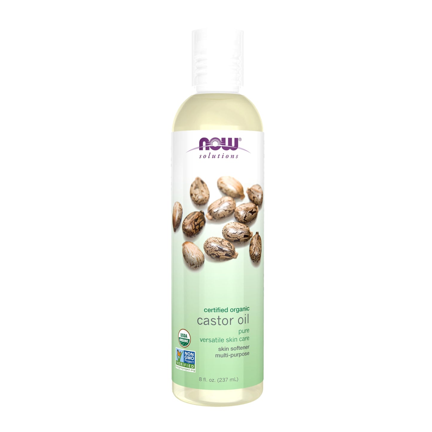 NOW Foods Solutions, Organic Castor Oil, 100% Pure Versatile Skin Care, Multi-Purpose Skin Softener, 8-Ounce