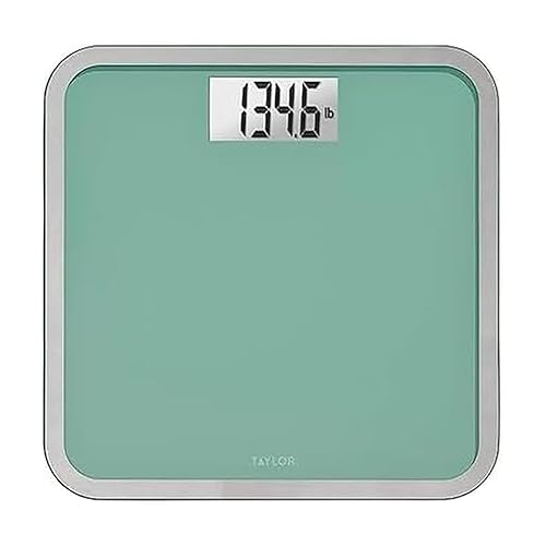 Taylor Digital Glass Bathroom Scale for Body Weight, Large Durable Platform, Extra High 500 lb Capacity, Large 3.5"x1.7" White Backlit Display, Sea…