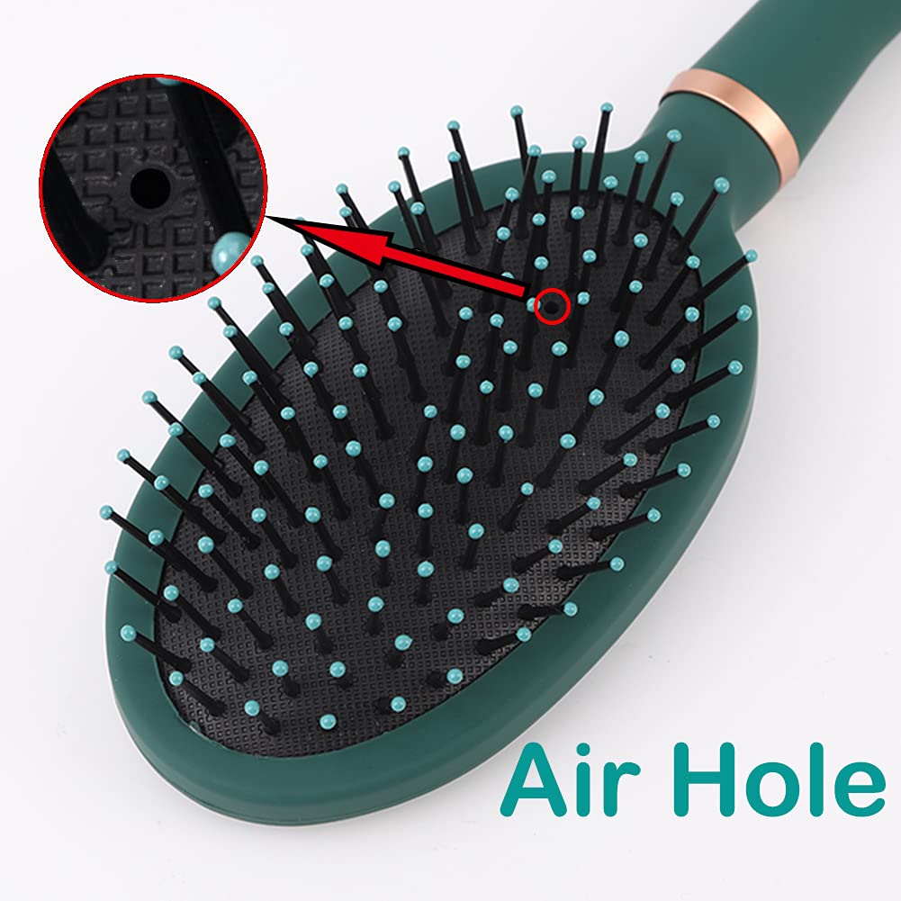 Reazana Detangling Brush Anti-Static Detangler Hair Brushes with Silicone Cushion Base Blow Drying Comb Nylon Bristle Pins Fashion Massage Brush Wet