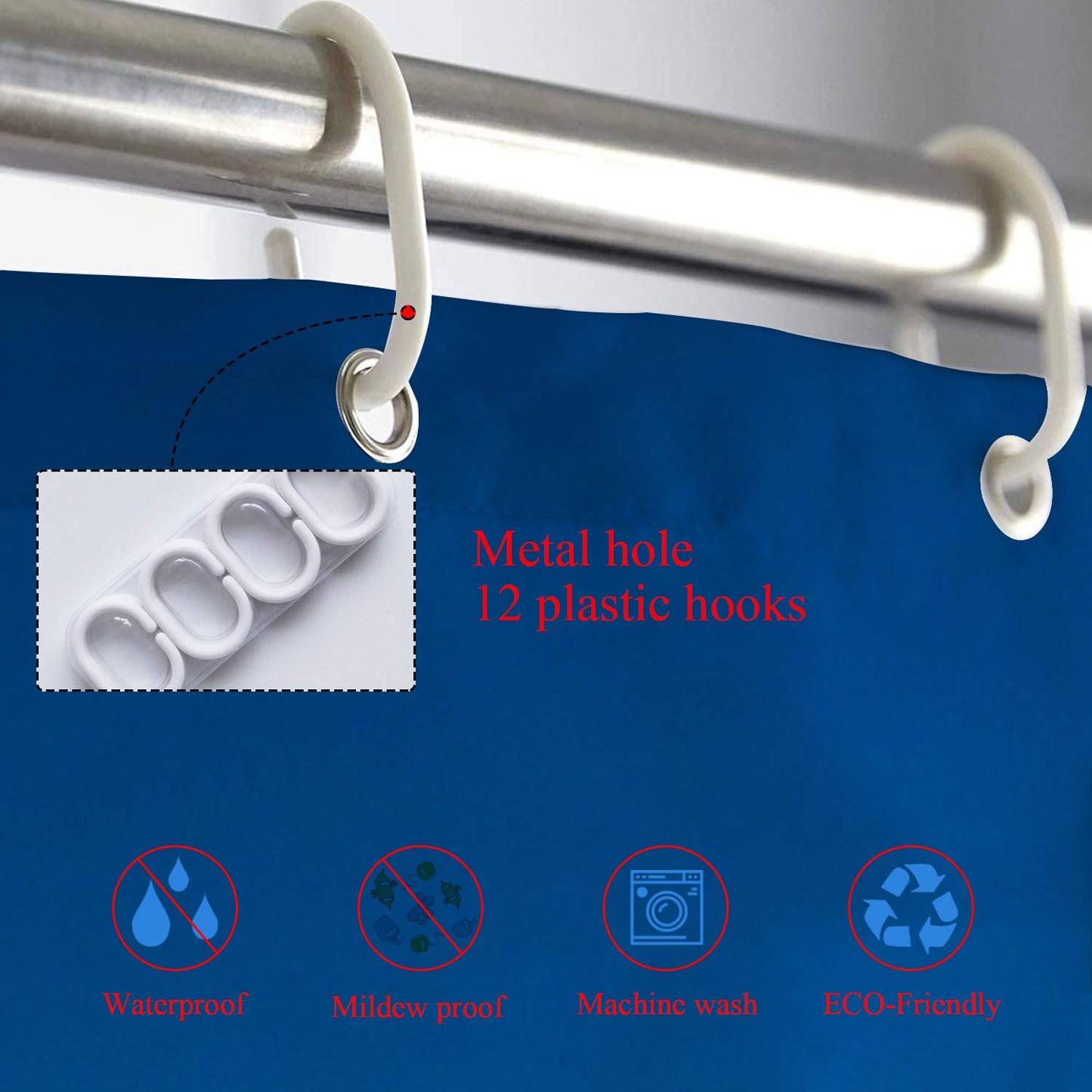 Shrahala Night USA Skyline Decorative Shower Curtain, Las Vegas Nevada Skyline Shower Stall Bathtubs Bathroom Decor Waterproof Funny 72x72 Inch