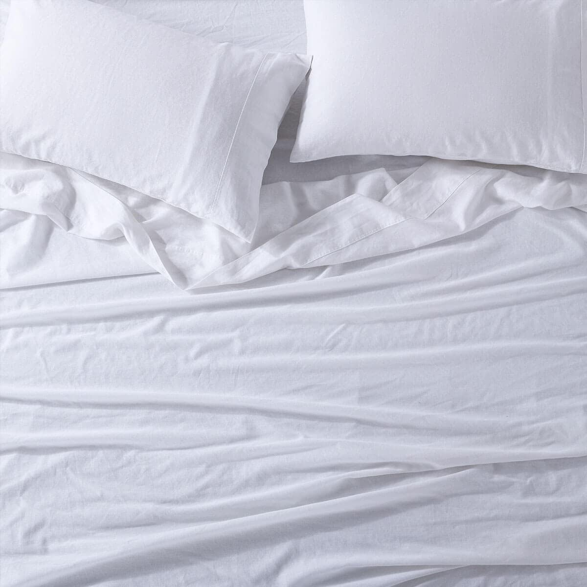 Royal Hotel Bedding Vintage Belgian Flax Linen and Cotton Blend Pillowcases, Hypoallergenic Pre-Washed Linen Cotton, Cool Breathable Percale Weave 150