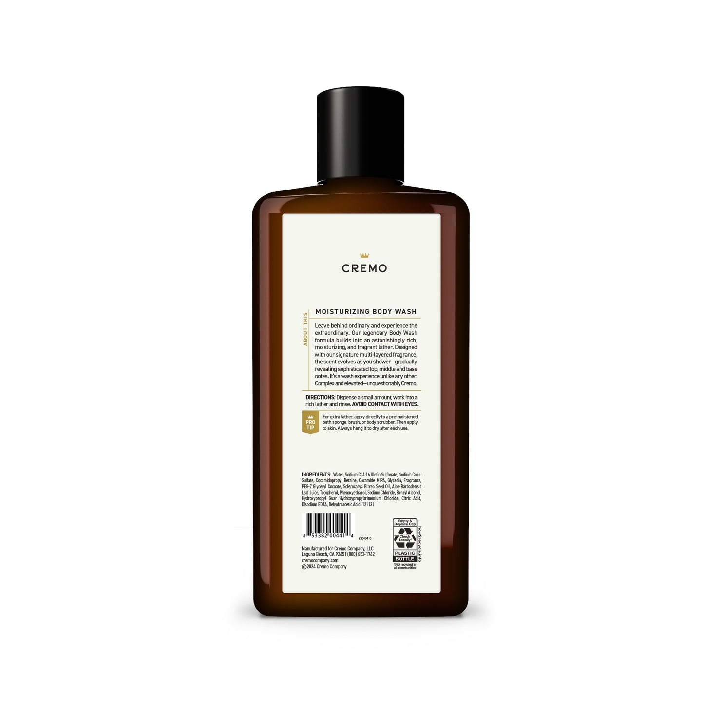 Cremo Body Wash for Men, Rich-Lathering Cypress and Cedar, 16 Fl Oz