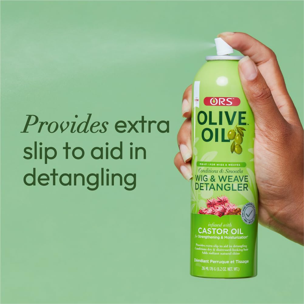 Olive Oil Fix-It Wig for Wigs & Weaves Detangler infused with Castor Oil for Strenghtening & Moisturization (6.2 oz)