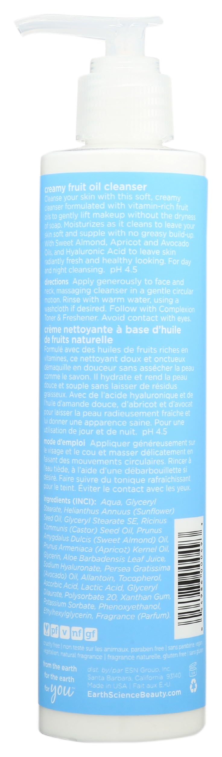 Earth Science Creamy Fruit Oil Cleanser (A-D-E), 8 Ounces (4 Pack)