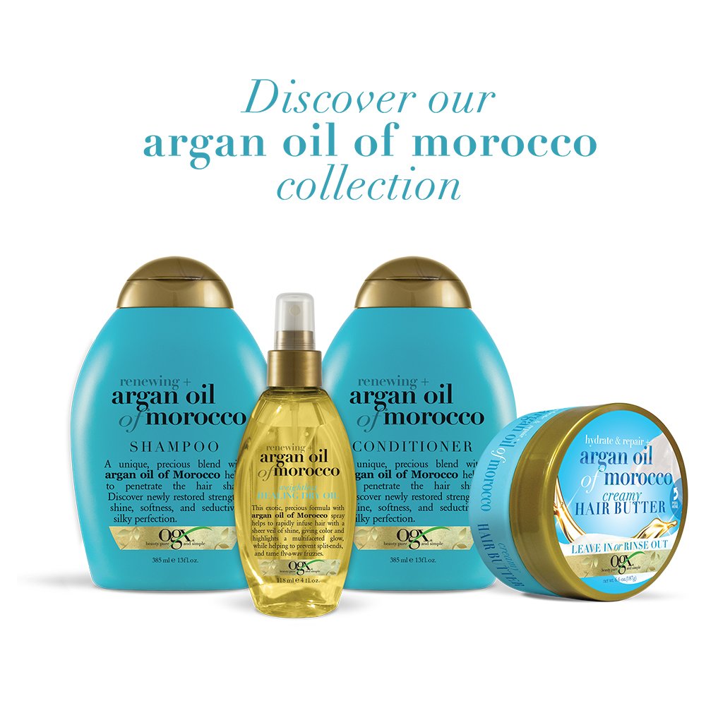 OGX Hydrate & Repair + Argan Oil of Morocco Creamy Hair Butter, Deep Moisturizing Leave-In or Rinse Treatment for Dry Hair, Paraben-Free