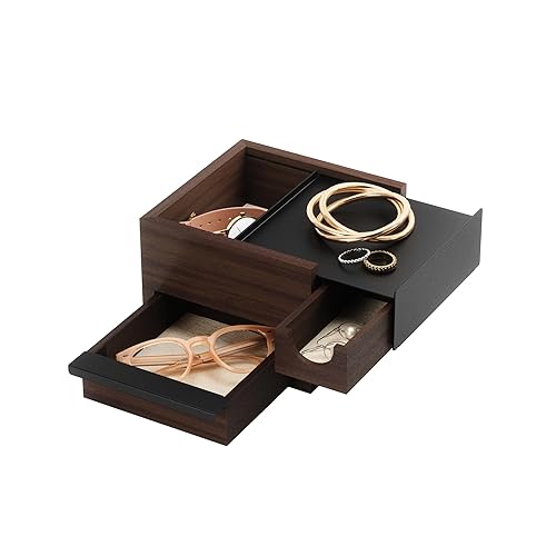 Umbra Mini Stowit Jewelry Box - Modern Keepsake Storage Organizer with Hidden Compartment Drawers for Ring, Bracelet, Watch, Necklace, Earrings…