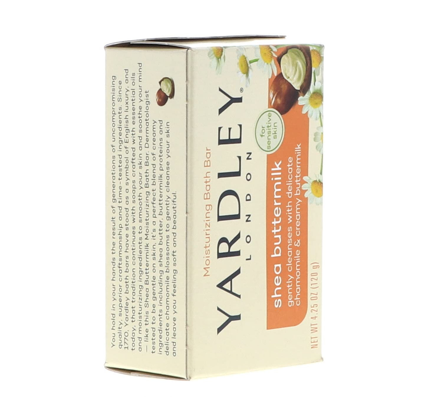 Yardley London Sensitive Skin Shea Buttermilk Bar Soap, 4.0 oz (Pack of 6)
