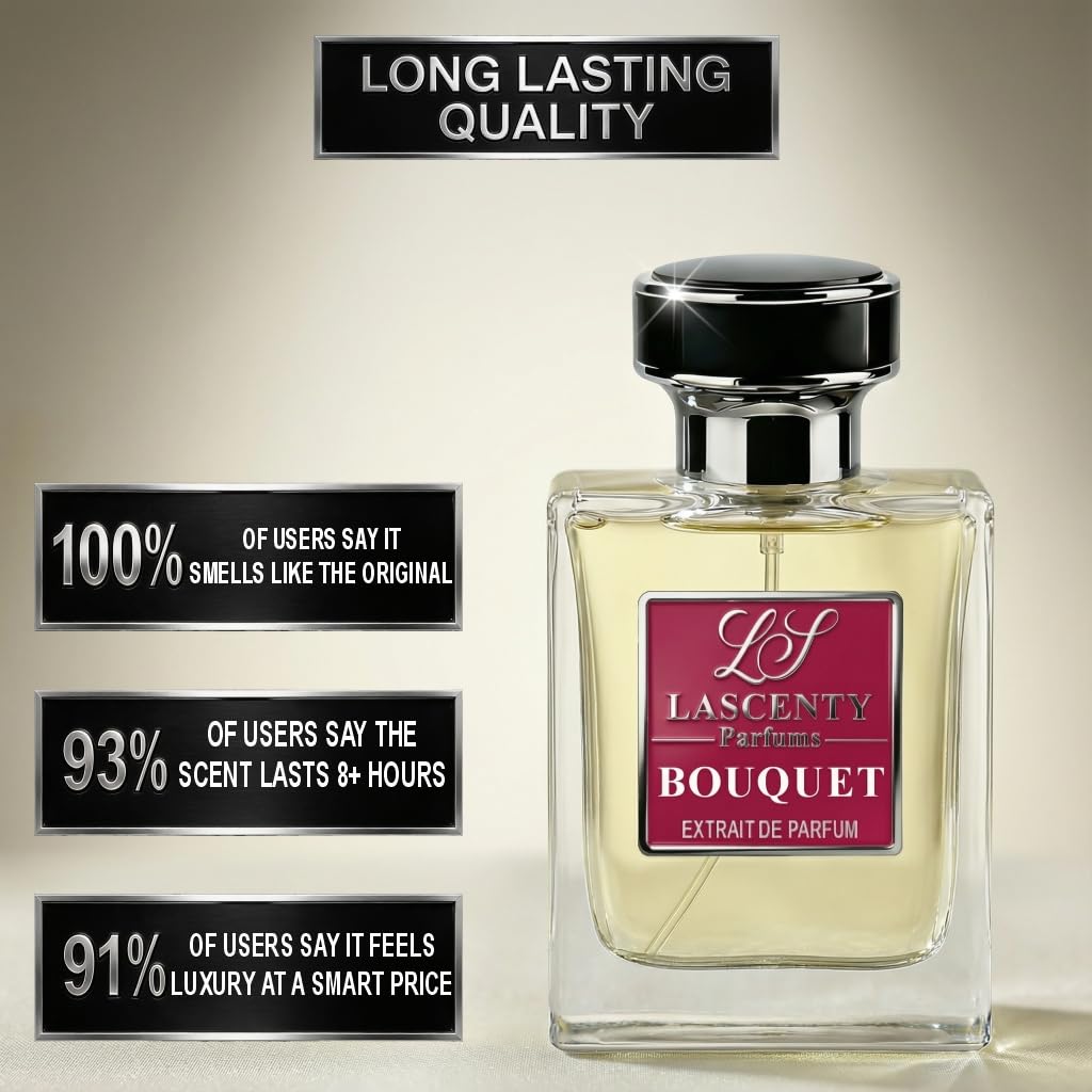 LaScenty BOUQUET Comparable to SUPREME BOUQUET perfume for Women (1.7oz / 50ml) | Extrait de Parfum | Long-Lasting Floral Amber Musk Scent | Signature Beauty & Personal Care LaScenty