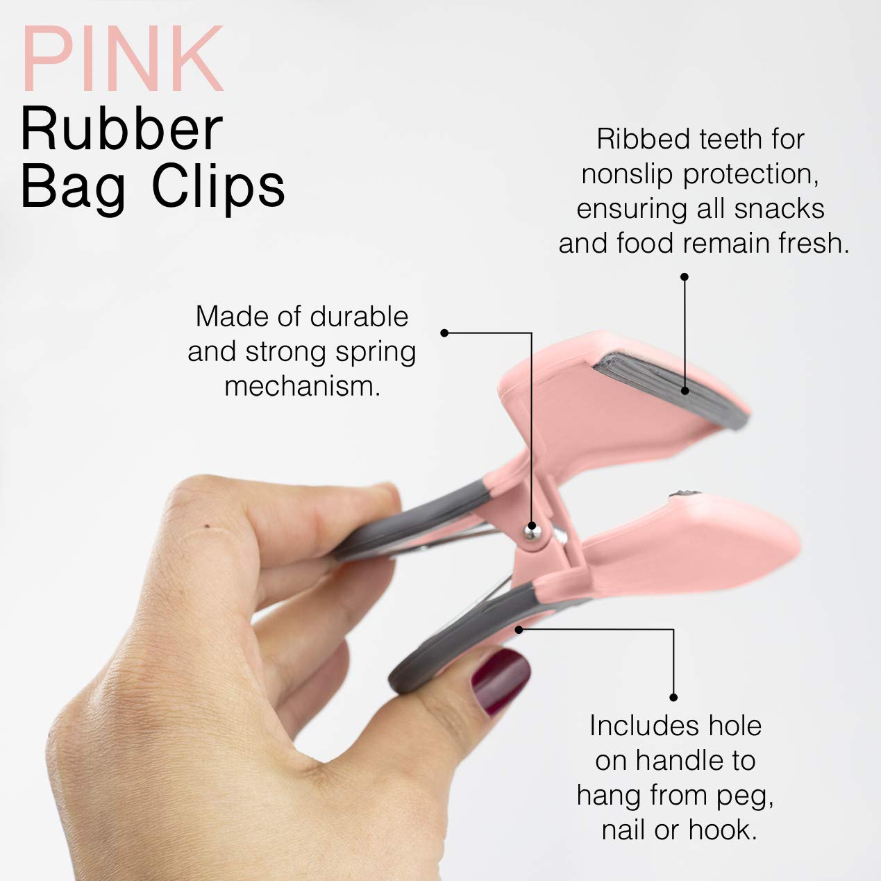 COOK WITH COLOR Food Clips - Wide Heavy Duty Chip Clips, Large Bag Clips for Food Storage with Air Tight Seal Grip, Pack of 8, Pink