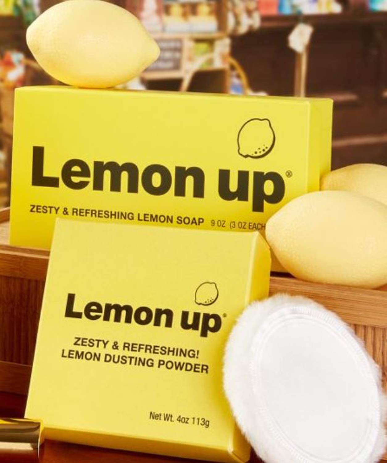 Limited Edition Lemon Up Dusting Powder 4 Oz! Lemony Scent Talc-Free Body Powder With Soft Puff! Made From Aloe Powder, Kaolin Clay, Jojoba Oil & Shea