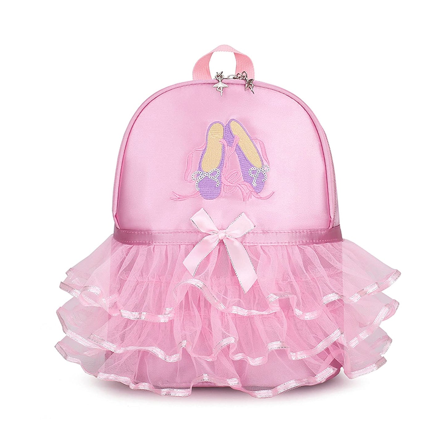 Yitengteng Princess Ballerina Backpack Dance Bag for Toddler Girls Nylon Backpack (Pink dance shoes)