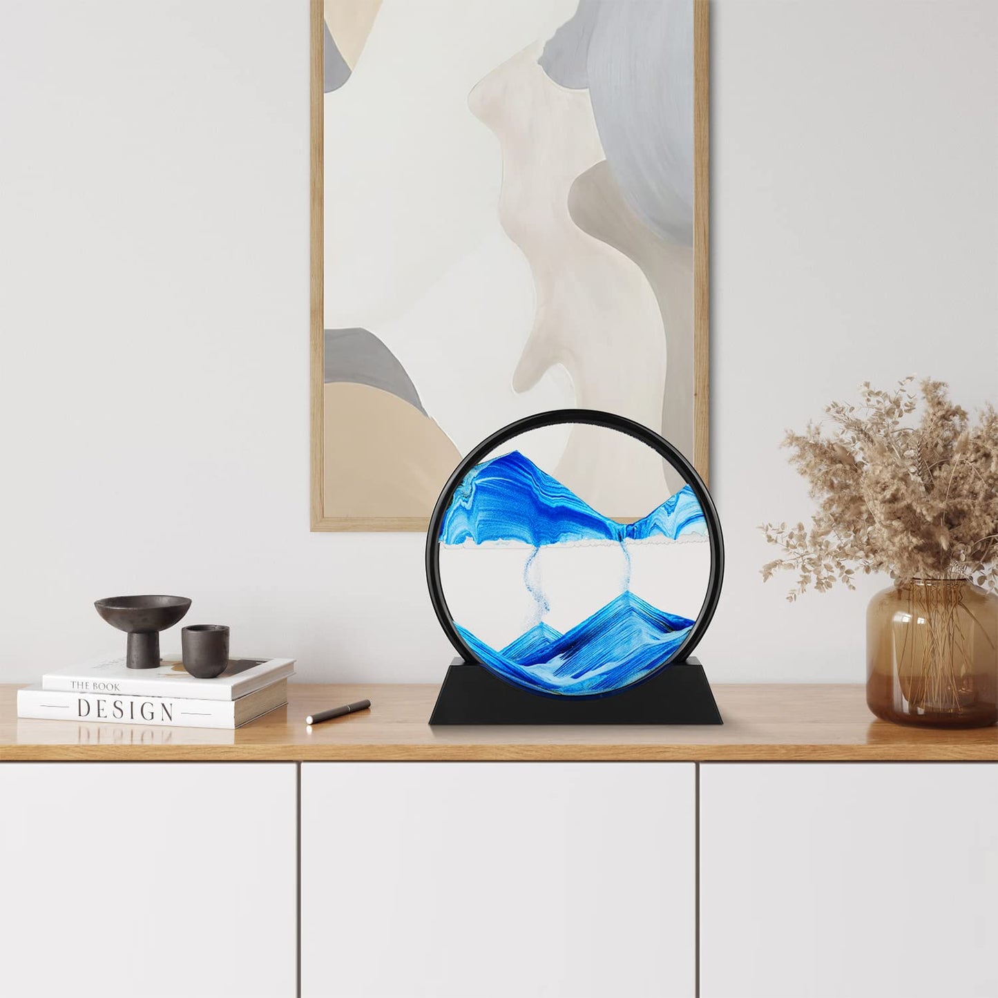 Moving Sand Art Picture - 3D Quicksand Painting Decor - Round Glass 3D Deep Sea Sandscape - Relaxing Home Decoration Desk Toys for Home Office Desk…