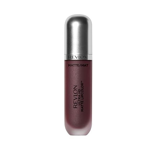Revlon Ultra HD Matte Lipcolor, Velvety Lightweight Matte Liquid Lipstick in Plum / Berry, Infatuation (675), 0.2 oz