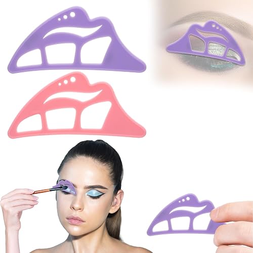 NFAMRZCAR 2PC Eyeshadow Stencil 5 in 1 Silicone Eyeshadow Tool,Reusable Eye Makeup Aid Stencils,Eye Makeup Aid, for Make Up Beginners&Women