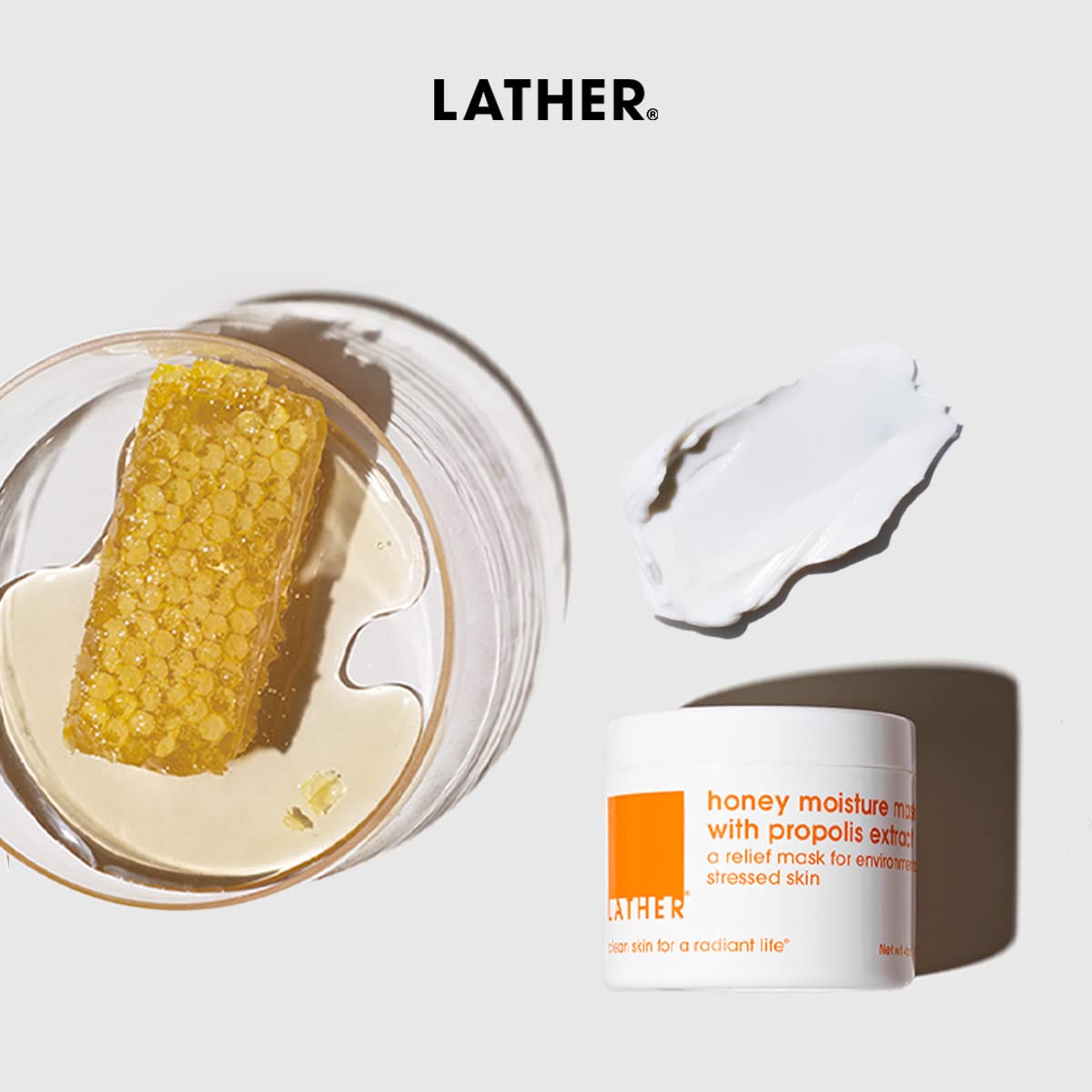LATHER Honey Moisture Mask With Propolis Extract - Hydrating Face Mask for Dull Skin - Visibly Renew, Moisturize & Boost Hydration for Combination