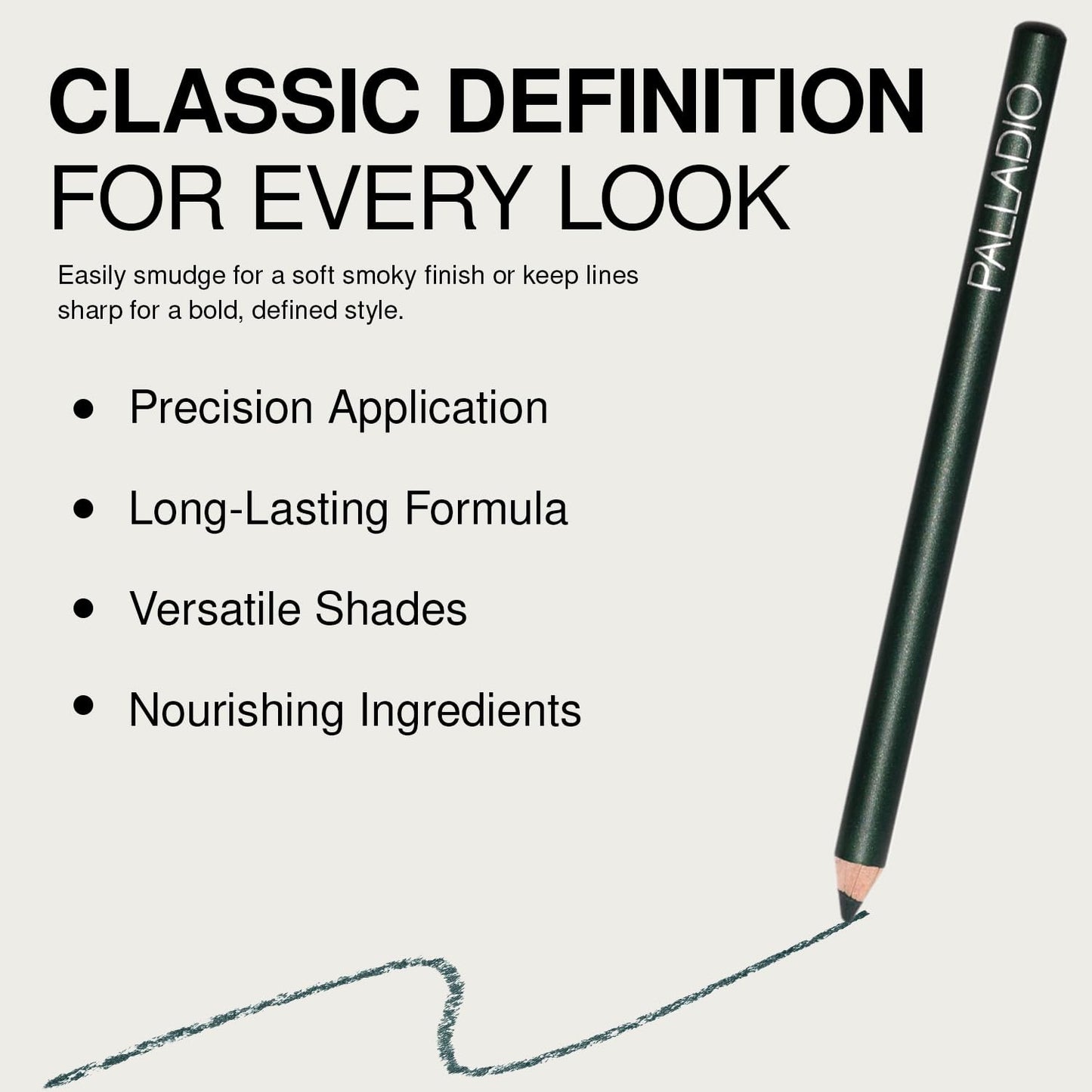 Palladio Wooden Eyeliner Pencil, Thin Pencil Shape, Easy Application, Firm yet Smooth Formula, Perfectly Outlined Eyes, Contour and Line, Long