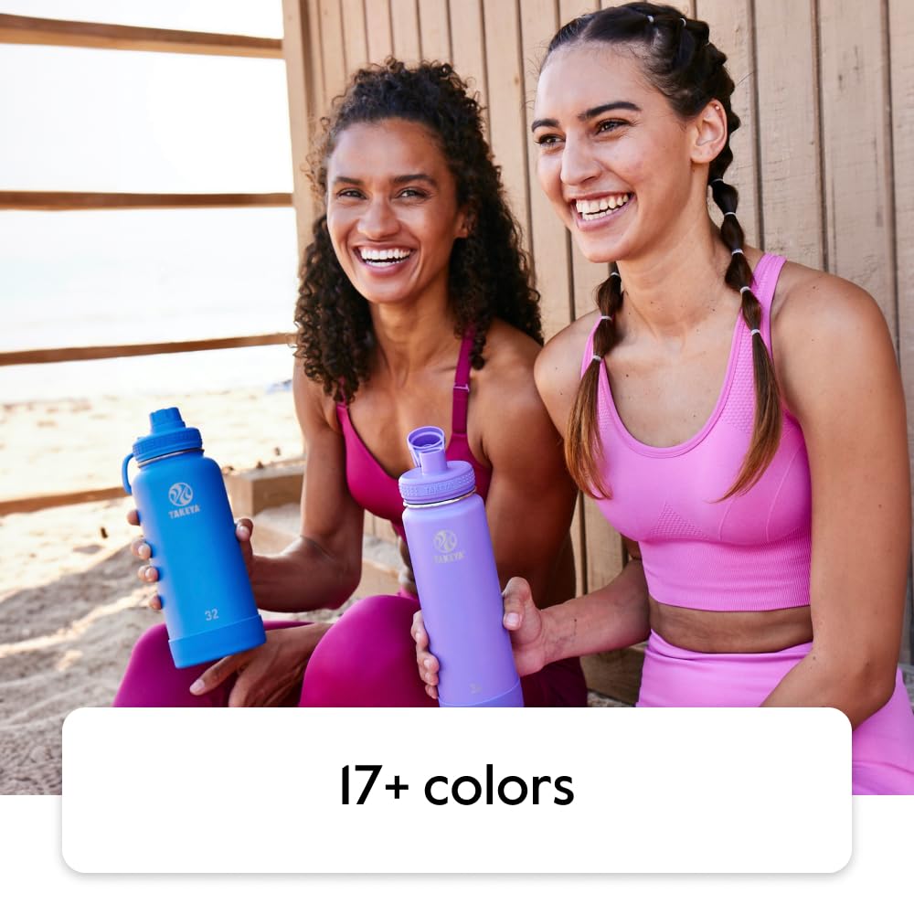 Takeya Actives 32 oz Water Bottle with Straw Lid - Double Wall Stainless Steel Insulation - Dishwasher Safe & BPA-Free - Removable Bumper - Blush